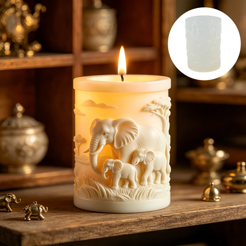 Candle Making Kit For Kids - قالب سيليكون للشمع والجبس بتصميم الفيل