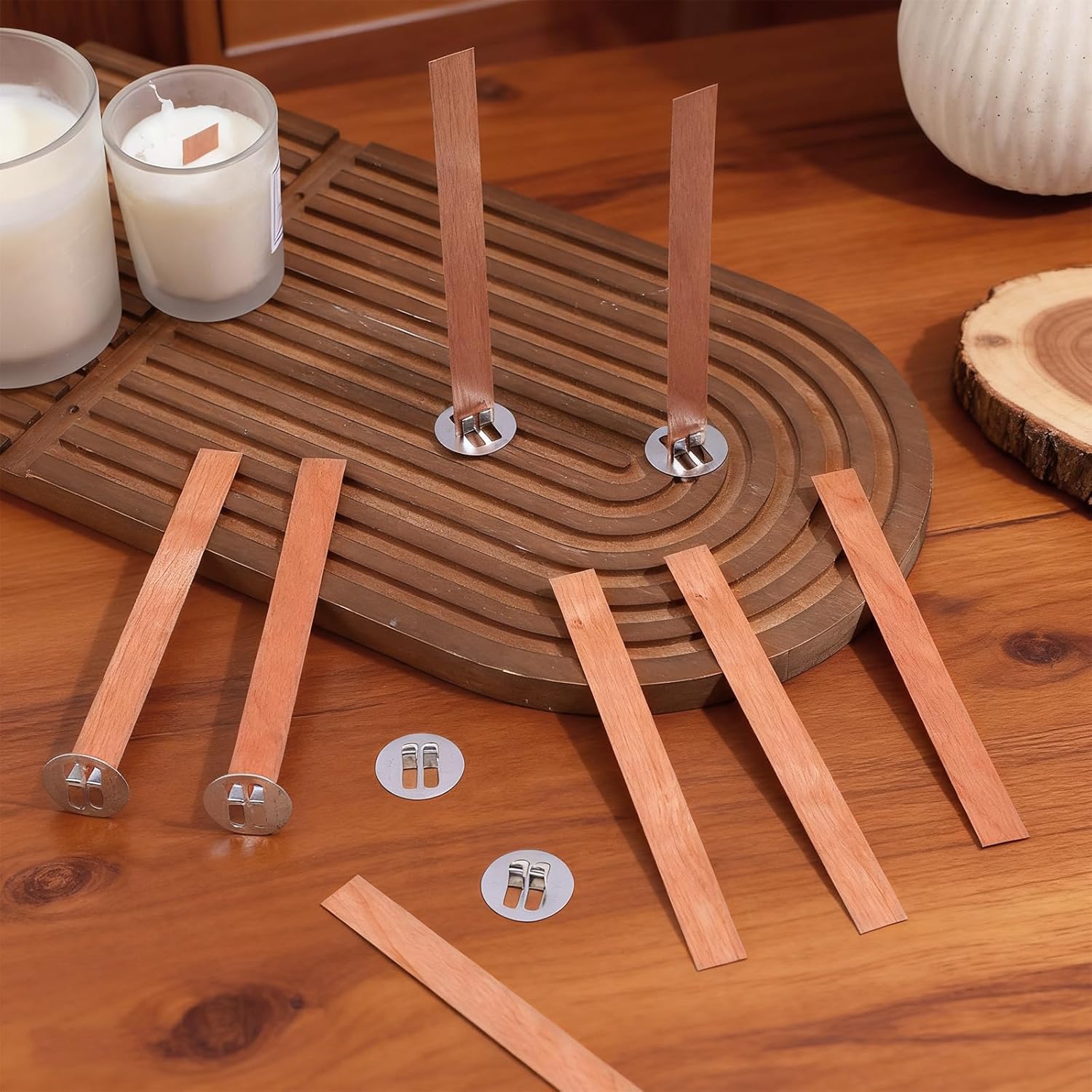 60 قطعة من فتائل الخشب لصنع ال - مراجعة Candle Making Wicks وسعره